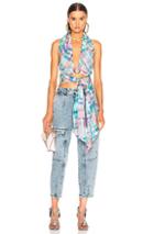Marques ' Almeida Halter Tie Top In Blue,checkered & Plaid,pink