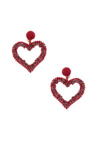 Oscar De La Renta Jeweled Heart Earrings In Red
