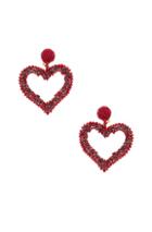 Oscar De La Renta Jeweled Heart Earrings In Red