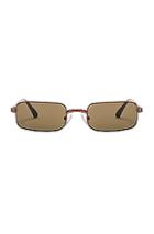 Dries Van Noten Small Rectangular Sunglasses In Metallic,brown
