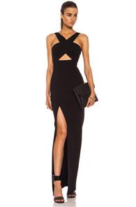 Nicholas Event Cross Over Poly-blend Dress In Black