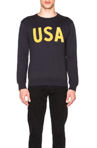 Palm Angels Usa Embroidered Crewneck Sweatshirt In Blue