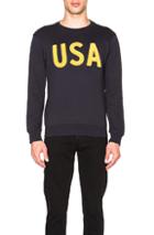 Palm Angels Usa Embroidered Crewneck Sweatshirt In Blue