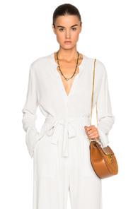 Raquel Allegra Bell Sleeve Henley Top In White