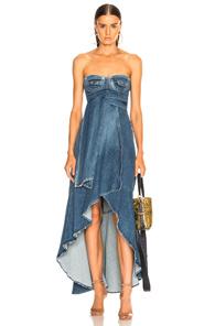 Jonathan Simkhai Bustier Wrap Dress In Blue