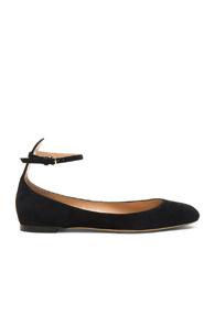 Valentino Suede Tango Leather Flats In Black,gray,metallics