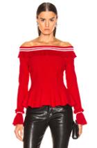 Jonathan Simkhai For Fwrd Off The Shoulder Ruffle Top In Red