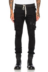 Rick Owens Denim Jogging Cargo Pants In Black
