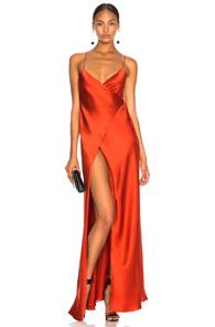 Michelle Mason For Fwrd Strappy Wrap Gown In Red