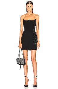 Versace Logo Strapless Dress In Black