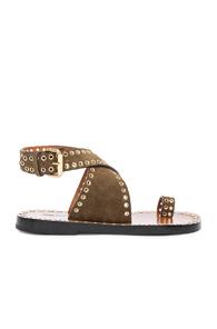 Isabel Marant Jools Eyelet Velvet Sandals In Brown
