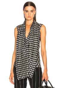 Haider Ackermann Polka Dot Draped Front Top In Black,geometric Print