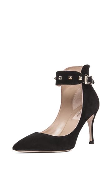 Valentino Rockstud Ankle Strap Pump In Black