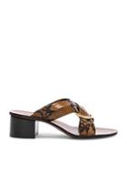 Chloe Rony Python Print Leather Cross Strap Mules In Brown,animal Print