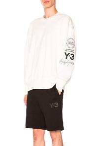 Y-3 Yohji Yamamoto Graphic Crew Sweater In White