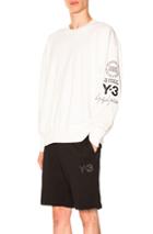 Y-3 Yohji Yamamoto Graphic Crew Sweater In White