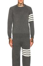 Thom Browne Cashmere 4 Bar Stripe Crewneck Sweatshirt In Gray