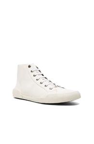 Lanvin Canvas Destroy Effect Mid-top Sneakers In White