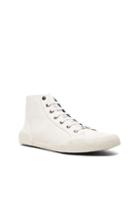 Lanvin Canvas Destroy Effect Mid-top Sneakers In White