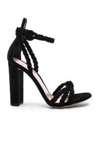 Gianvito Rossi For Fwrd Braided Suede Camoscio Strap Heels In Black