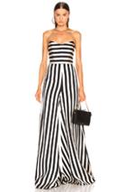 Caroline Constas Forbes Jumpsuit In Black,stripes,white