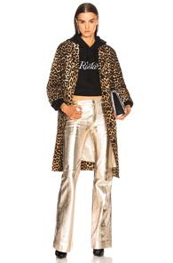 Ganni Camberwell Coat In Animal Print,brown