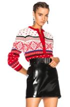 Msgm Jacquard Knit Cardigan In Abstract,red