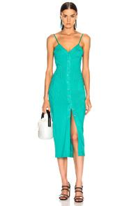 Fleur Du Mal Center Front Snap Jersey Dress In Green