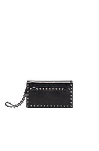 Valentino Rockstud Noir Small Clutch In Black