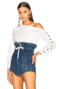 Sandy Liang Meetings Top In White,stripes