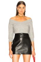 T By Alexander Wang Cropped V Neck Sweater In Grey