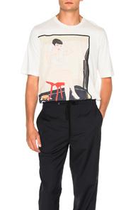 3.1 Phillip Lim Woman Seated On Red Stool Tee In White