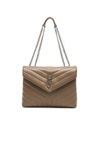 Saint Laurent Medium Supple Monogramme Loulou Chain Bag In Brown