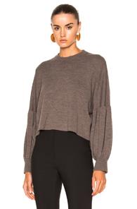 Tibi Puff Sleeve Sweater In Brown