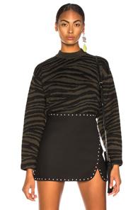 Proenza Schouler Tiger Jacquard Mockneck Sweater In Animal Print,green