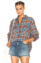 R13 Grunge Plaid Top In Blue,orange,checkered & Plaid