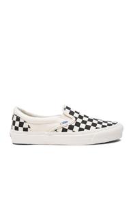Vans Vault Og Classic Canvas Slip On Lx In White,checkered & Plaid
