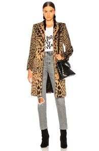 Saint Laurent Leopard Print Chesterfield Coat In Animal Print,neutral