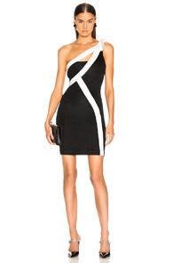 Galvan Laced Mini Dress In Black,white