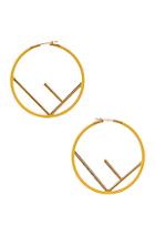 Fendi Logo Hoop Earrings In Yellow