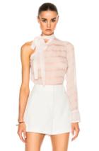 No. 21 One Shoulder Long Sleeve Tee In Pink,stripes,white