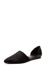 Jenni Kayne Pointed Toe Pony Hair Flat In Black