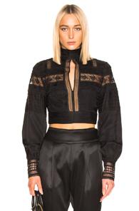 Self-portrait Lace Trimmed Top In Black