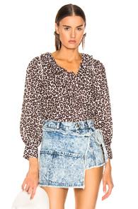 Sea Long Sleeve Ruffle Top In Animal Print,brown,neutral