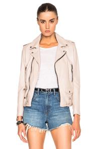 Saint Laurent Classic Washed Leather Motorcycle Jacket In Neutrals,pink