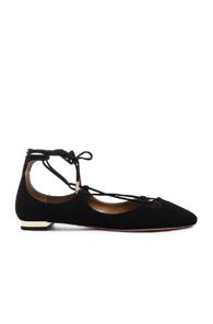 Aquazzura Dancer Suede Flats In Black
