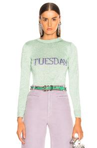 Alberta Ferretti Tuesday Lurex Crewneck Sweater In Green