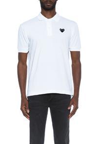 Comme Des Garcons Play Cotton Polo With Black Emblem In White