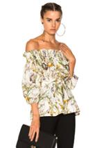Alexander Mcqueen Wild Iris Print Off Shoulder Blouse In Florals,white