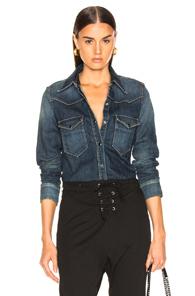 Nili Lotan Travis Shirt In Denim Dark